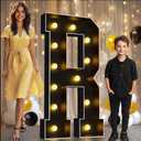 Pooqla 4 FT Marquee Light Up Letters, Giant Letter Sign Black Marquee Letter Lights 4 Feet Tall, Big Mosaic Letters for Balloons Birthday Party Anniversary Wedding Decorations, Warm White Letter R
