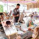 Cholemy 12 Sets Pre Drawn Canvas Kits - Painting Set 8'' x 10'' Afro Sip Pre-Stretched Canvas, Wood Easel, Watercolor Paint, Apron & Brush for Party Favors DIY Gift(Flower Girl)