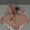 ZAFUL Womens 2 Piece Swimsuits Halter Triangle Top with Boyshorts String Cute Plaid Floral Print Bathing Suits Bikini Sets Small