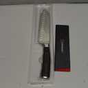 KEEMAKE Chef Santoku Knife - 7 Inch Ultra Sharp Kitchen Knife with Stainless Steel Blade for Cooking Meat Fruit Vegetable with Ergonomic Pakkawood Handle and Gift Box Included