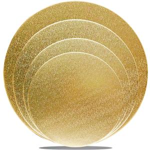 WANBAO 4 Pack Gold Cake Boards Round Cake Circles 6, 8, 10, 12 Inch Cake Base Cardboard, 1 of Each Size Set for Baking Cake, Wedding Birthday Cake, Dessert, Cake, Pizza Decorating and Exhibition
