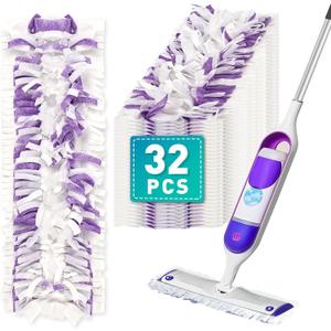 5X Cleaning Power Mop Pads Compatible with Swiffer PowerMop, Disposable Mopping Pad Refills for Cleaning, Multi-Surface Wood Floor Replacement Pads (32)