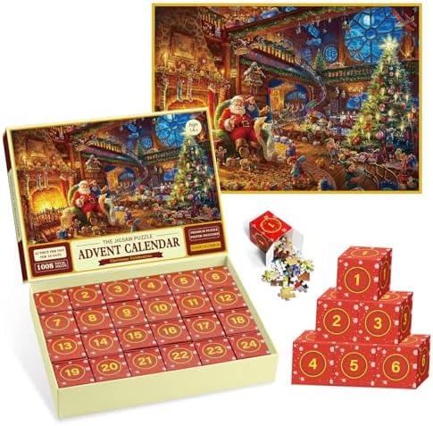 Advent Calendar 2026,Countdown 1008 Adult Puzzle,24 Day Christmas Countdown Calendar,Pieces Puzzle in 24 Boxes Creative Countdown Calendars,2026Advent Calendar adult