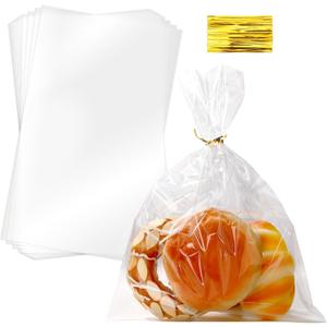3 x eowqeiur Christmas Gift Bags(9x12 Inch) 120 PCS Large Clear Plastic Cellophane Bags for Treat Goodie Candy Cookie Goody Clothes Pouches Holiday Birthday Party Favors Supplies Wrapping Packaging