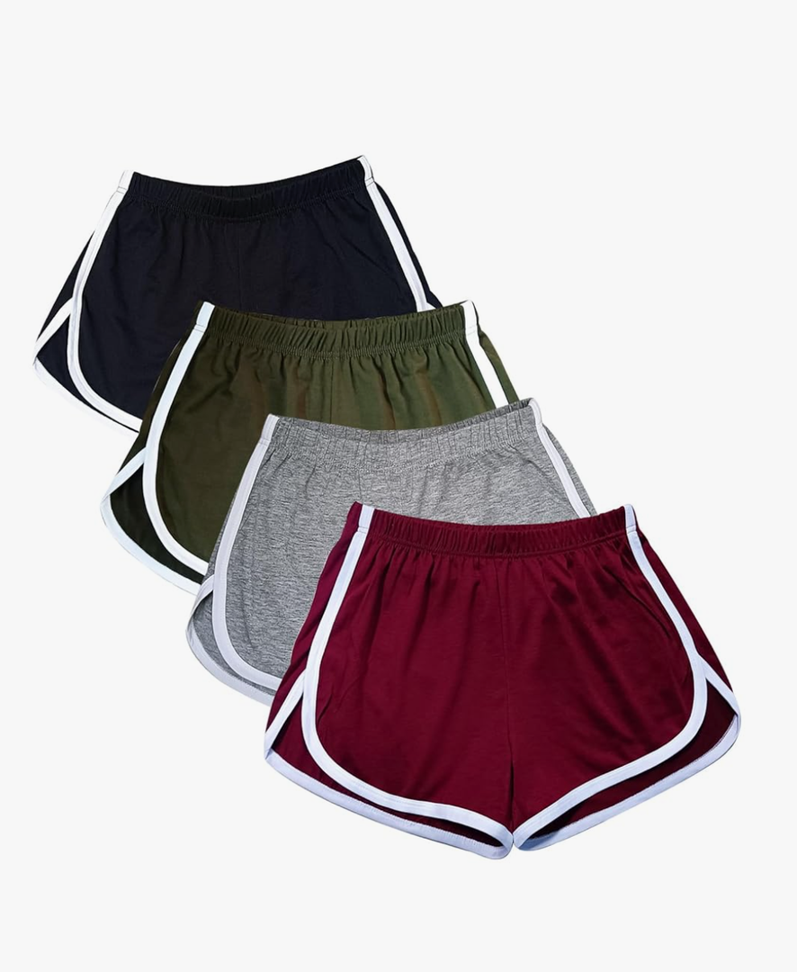 Cameway 4 Pack Women's Cotton Yoga Dance Short Pants Sport Shorts Summer Athletic Cycling Hiking Sports Shorts Size XL