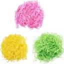SZFYY Easter Grass,Recyclable Paper Filler,Easter Basket Stuffers,Shred Paper Use for Bridesmaid Proposal Gifts,Small Gift Box (PINK,GREEN,YELLOW,Each Color 50G)