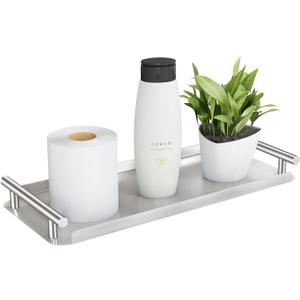 Toilet Paper Basket, Stainless Steel Toilet Tank Tray with Handle Toilet Paper Basket Storage for Toilet Tank, Bathroom, Kitchen Counter (Brush Nickel)