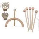 W WANG-ONE Bow and Arrow for Kids, Wooden Kids Bow and Arrow Set Safe for Ages 3+, Indoor and Outdoor Archery Bow Gift Toys for Children, Boys & Girls, Includes 5 Arrows, 4 Targets, 1 Cotton Quiver