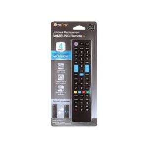 UltraPro Universal Remote Control for Samsung, Vizio, LG, Sony, Sharp, Roku, Apple TV, RCA, Panasonic, Smart TVs, Streaming Players, Blu-ray, DVD, 4-Device, Preset for Samsung, Black, 44235