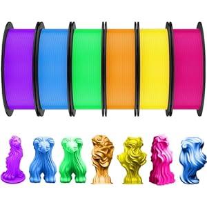 Pangda 3D Printer Filament PLA Bundle 1.75mm Multicolor Matte or Silk Finish, Dimensional Accuracy ±0.02mm, 0.25kg/ 0.55lb Each Spool for DIY Holiday Projects(1.5 kg, Rainbow Color)