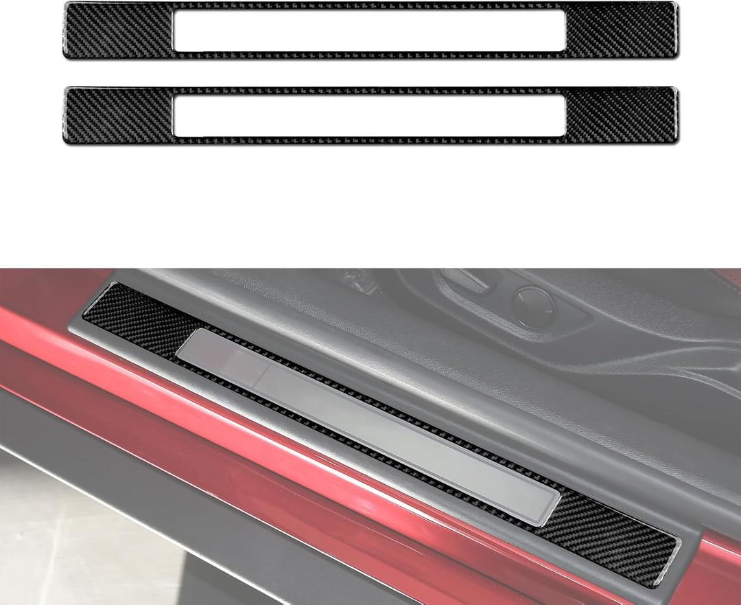 Car Door Sill Scuff Plate Sticker Carbon Fiber Decal Sticker Interior Trim Cover for Ford Mustang 2015-2023/Shelby GT350 2015-2020/Shelby GT500 2020-2022