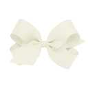 Wee Ones Girls' Plain Wrap Classic Grosgrain Hair Bows on a WeeStay No-Slip Hair Clip, Handmade, Large, Antique White