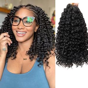 8 Packs Curly Crochet Hair GoGo Curl Crochet hair for Women Deep Wave Braiding hair,Synthetic Bohemian Crochet Braid Water Wave Crochet hair Extensions (12inch, 1B)