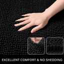 LOCHAS Luxury Bathroom Rug Shaggy Bath Mat 24 x 60 Inch, Washable Non Slip Bath Rugs for Bathroom Shower, Soft Plush Chenille Absorbent Carpets Mats, Black
