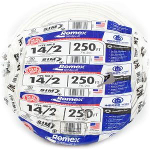 SOUTHWIRE Company #28827455 250' 14/2 W/G NM Indoor Cable, for Dry Location, Compatible with Standard Electrical Devices