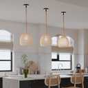 Arturesthome Mini Natural Rattan Pendant Light for Kitchen Island, Woven Lamp Shade Chandelier, Handmade Hanging Ceiling Light Lampshade, Rope Lamp D 9.8inx10.6in