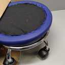 KKTONER PU Leather Round Rolling Stool with Foot Rest Height Adjustable Swivel Drafting Work SPA Task Chair with Wheels (Blue)