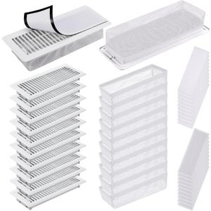 Zonon 40 Pcs 4" x 12" Floor Register Set Include Metal Vent Covers for Home Air Registers Metal Magnetic Covers Register Cover Traps Vent Screen Mesh Filters for Wall Ceiling Floor(White)