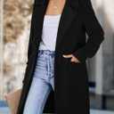 PRETTYGARDEN Women's 2026 Spring Fall Long Blazer Jackets Long Sleeve Lapel Pockets Loose Fit Work Casual Blazers Outerwear (Black, XXL)