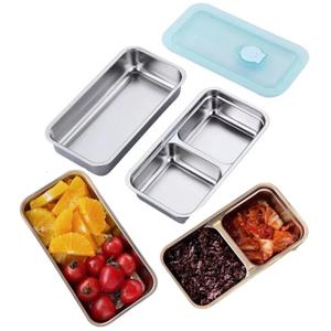 Stainless Steel Snack Containers for Kids - Reusable Food Storage Containers with Lids, Leakproof & Durable, Ideal for Lunches, Travel, Picnics, Snacks (2-Pack)
