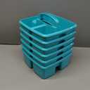 Teacher Created Resources Portable Plastic Storage Caddy for Classrooms, Kids Room, and Office Organization, 3 Compartment, Teal, 6-Pack