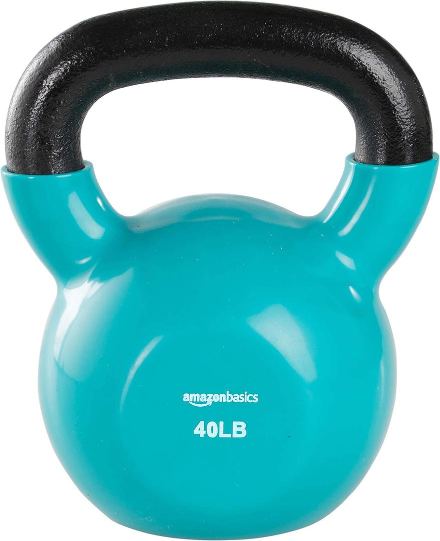 Vinyl Kettlebell, 40 Pounds, Light Blue
