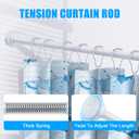 TEECK Shower Curtain Rod, 32-80 inch Adjustable Spring Tension Curtain Rod, Never Rust Anti-Slip Shower Curtain Rod for Bathroom, No Drilling, Never Collapse, Easy to Use, White
