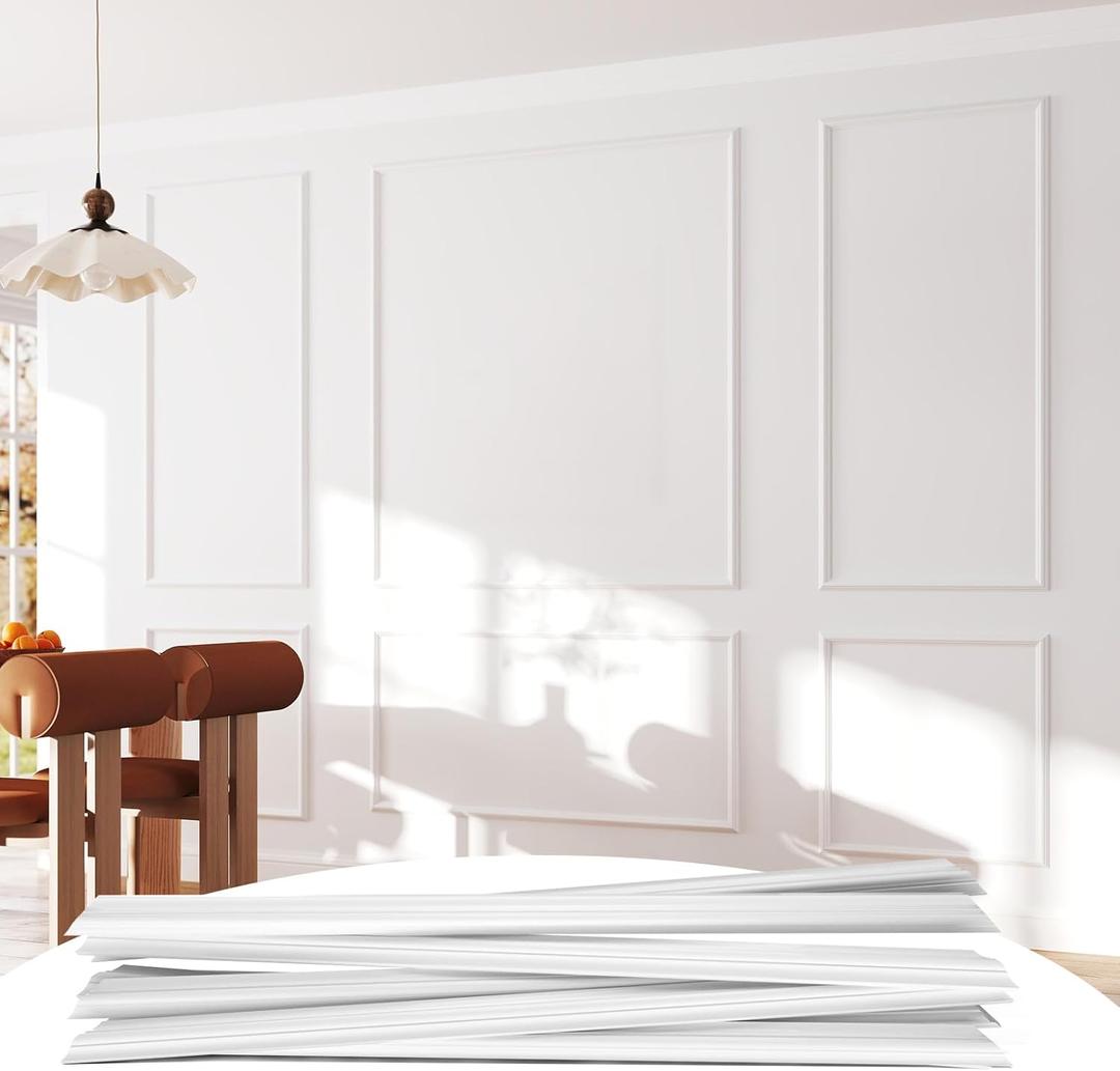 Peel and Stick Wall Molding Kit Set of 6 Frames, Premade Wainscoting Panels for Interior Wall Decor, Molding Trim for Living Room Bedroom Corridor Home Accent Walls Panel