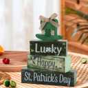 St. Patrick's Day Wooden Tabletop Decor,Happy St. Patrick's Day Wood Sign For Indoor Home Decoration
