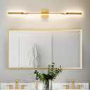 48in Gold LED Vanity Light Harwired Wall Sconce, Long LED Wall Lamp with Remote Control Wall Lamp for Bedroom Modern Dimmable Wall Light for Bedroom Living Room Foyer