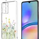 Unov Case Compatible with Samsung Galaxy A05s Clear with Design Soft TPU Shock Absorption Slim Embossed Pattern Protective Back Cover 6.7 inches (Flower Bouquet)