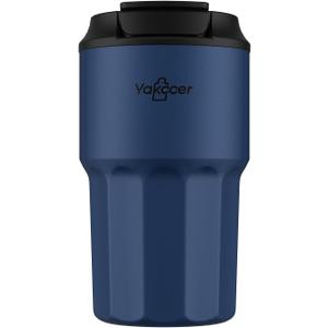 Travel Coffee Mug 16 oz with Lid and Flip Straw, Leak-Proof Food Grade 304 Stainless Steel Coffee Insulated Tumbler, Double Wall Vacuum Cup for Hot and Cold Drinks (Navy Blue)