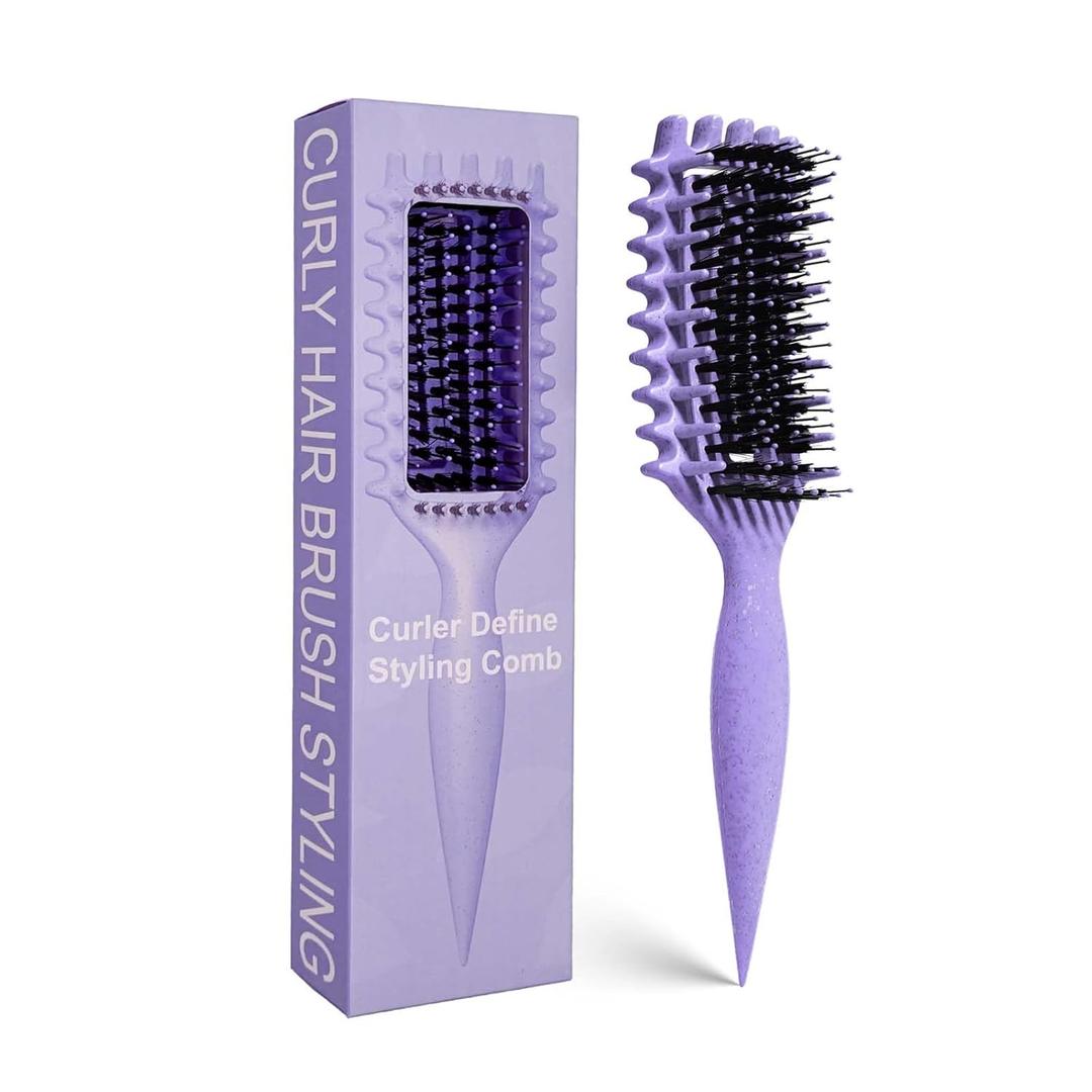 Curly Hair Brush Candybrush Curl Defining Brush for Detangling, Shaping and Defining Curls for Women, Men, Wet & Dry Hair (Purple)