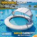 Inflatable Water Hammock, 8FT Lake Float for Adults, 660 LB Capacity, Sun Chill Float Ring with Cooling Mesh Center & Removable Shade Canopy, Drop-Stitch Platform for Pool, Lake & River