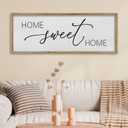 FZMHASLWW Living Room Wall Decor Home Sweet Home Sign 32"×12" Farmhouse Family Horizontal Plaque for Entryway Large Rustic House Modern Minimalist Wood Framed Wall Hanging Art (Wood)