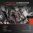 A-Premium Alternator, 12V 200A 4-Groove Clutch Pulley Clockwise | Compatible with Ford Explorer 2013-2019, Fusion 2013-2020, Edge 2015-2018/20-23, Taurus 13-17 & Lincoln MKZ 13-20, MKC, MKT