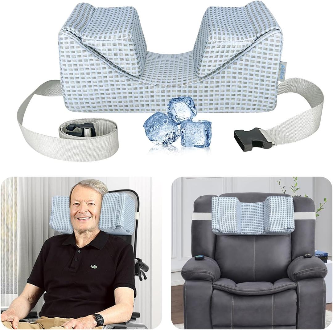 AOSSA Wheelchair Pillow Headrest for Recliner High Back Wheelchair Neck Support Positioner Head Positioning Cushion Medical Neck Stabilizer Foam Wedge for Adults Single Sofa Geri Chair Wheelchair