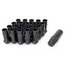 Lug Nuts M12x1.5 48mm Open End Wheel Nuts,Taper Acorn Seat, Forged Locknut Racing Nut 20 Set 2 Pieces Total 22 Pieces and 1 Nut Socket Key (Black, M12 x P1.5)
