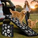 Dog Ramp for Car, Portable Folding Aluminum Pet Ramp with Non-Slip Paw Print Surface. Extra Wide Portable Ramp for Large, Small & Senior Dogs to Get in Cars, SUVs, Trucks & Beds, 71" Long & 17" Wide