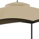 Replacement Canopy Top Cover, Double Tiered Waterproof Canopy Roof for Lowe's Allen Roth Gazebo #GF-12S004B-1 (Khaki)
