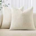 MIULEE Pack of 2 Decorative Throw Pillow Covers Soft Chenille Throw Pillows Solid Textured Cushion Covers for Couch Sofa Bedroom Living Room 20x20 Inch, White (20" x 20" (Pack of 2), White)