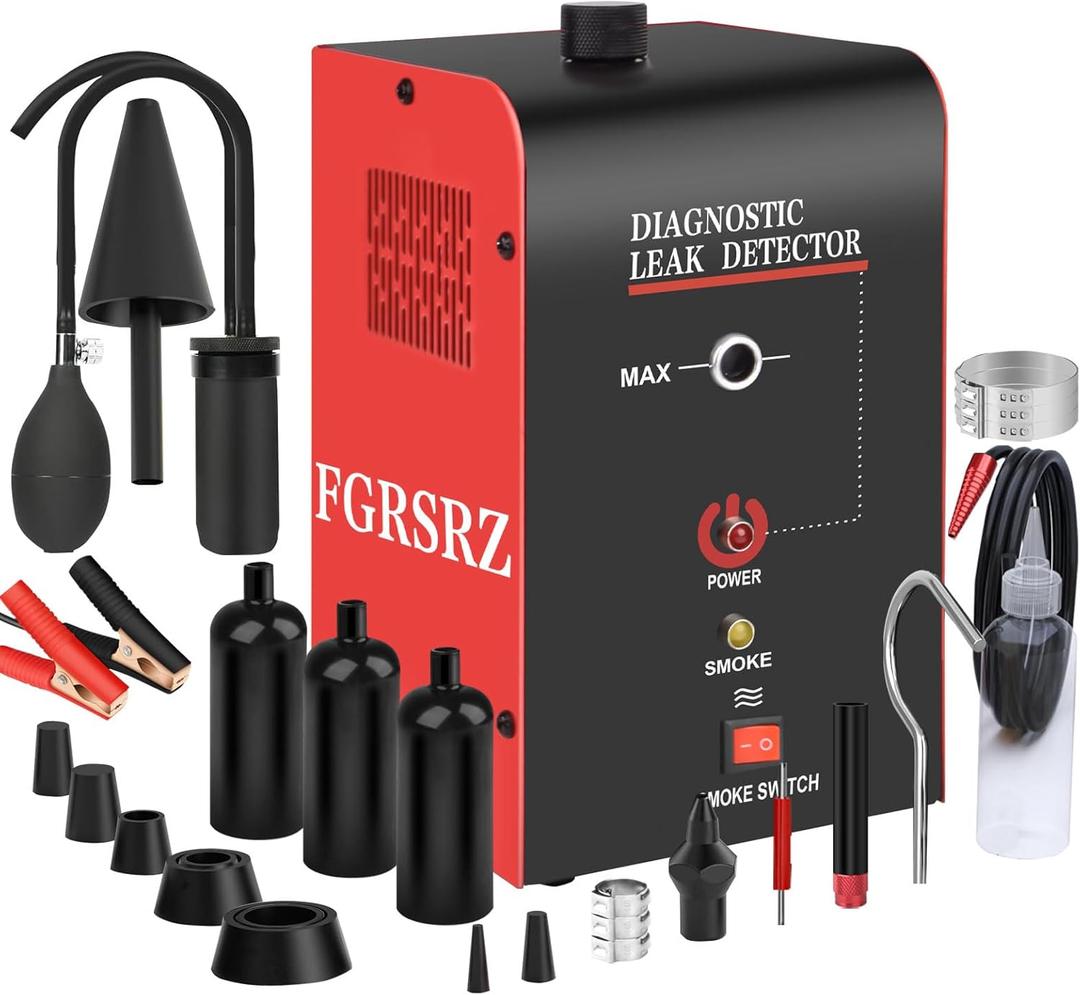 Smoke Machine Automotive, 12V DC Car Smoke Leak Tester With Built-In Air Pump, 100ML Smoke Tester Automotive, EVAP Smoke Machine Leak Tester, Automotive Smoke Machine Leak Detecto/Oil-Excluded (Red)