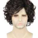 Topcosplay Men Wigs Black Brown Short Curly Wavy Layered Cosplay Costume Party Male Wig