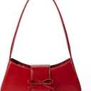Shoulder Bag for Women, Hobo Handbags Trendy Y2K Purses Patent Leather Clutch Bag Cute Bow Purse (Red)