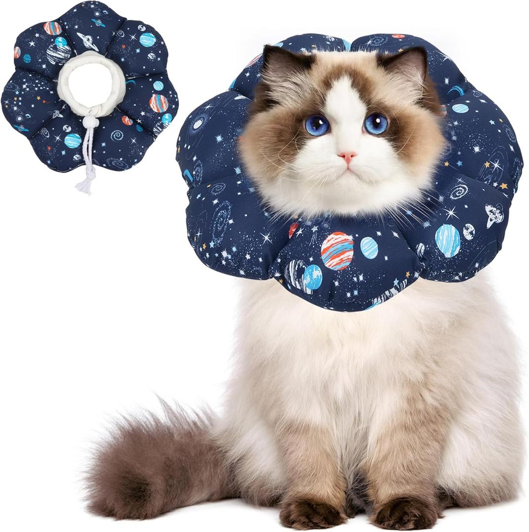 ComSaf Soft, Protective Adjustable Cat Cone Collar to Stop Licking After Surgery, Comfortable Lightweight Elizabethan Collar for Large Cat and Small Dog, Dog Recovery Collar Prevents Licking Wounds (L (Neck:7.4-12.9 in))
