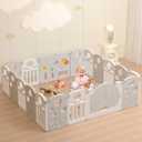 LulliSpace Baby Playpen,for Kids and Toddlers,Kids Activity Centre Safety Play Yard, Indoor&Outdoor Pattern Baby Fence with Game Panel, Safety Lock, Non-Slip Bases, Adjustable Shape,18 Panels