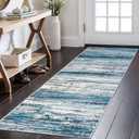KOZYFLY Modern Abstract Hallway Runner Rug, 2x6 Washable Rug Runner Non-Slip Soft Striped Kitchen Runner Rugs, Print Blue Carpet Runner for Entryway Bathroom Laundry Room Foyer
