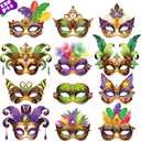 56PCS Mardi Gras Masks Bulk Set: Party Decorations Carnival Favors(Paper)