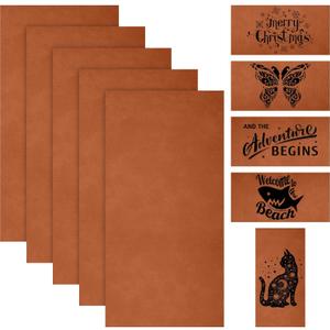 Huhumy 5 Pieces Laserable Leather Sheets Leatherette Sheets for Laser Engraving Leather Laser Engraving Supplies for Art Craft Supplies and Materials(12 x 24 Inch,Rawhide, Black)