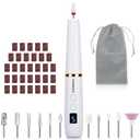 Cordless Electric Nail Drill with 360 Ring Light, Portable Nail File Kit for Acrylic, Gel Nails, Portable Home Manicure Kit for Manicure and Pedicure (White)